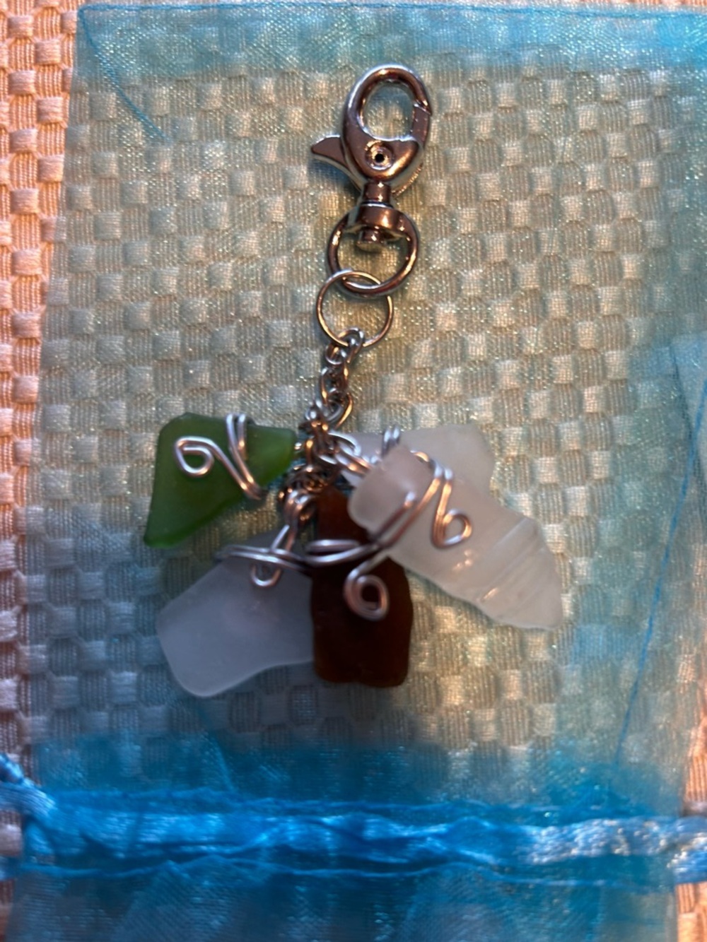 Sea Glass Murano Glass  - Multicolor Purse/Backpack  Charm